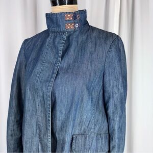 Marni Asymmetrical Denim Blazer Jacket Sz42 (S/M) Convertible Collar Italy *FLAW